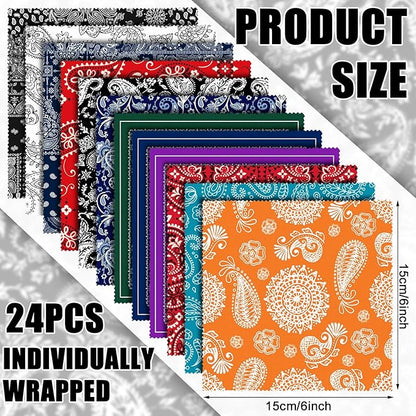 24 Pcs Microfiber Cleaning Cloth Paisley Elegant Flowers Design Glasses