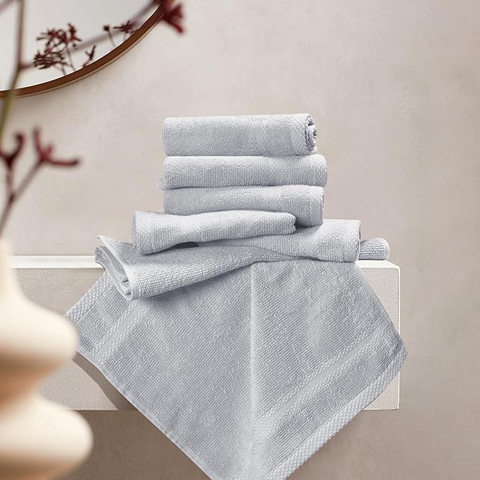 GLAMBURG Ultra Soft 12-Piece Washcloths Set 13x13-100% Ringspun Cotton