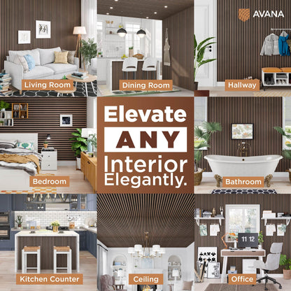 Avana Acoustic Wood Wall Panels – 93.2x11.25 Inch Panels – Fits 94x12 Layout – Walnut Acoustic Panels 4 PCs – Wall Panels for Interior Wall Decor for Homes, Offices – Durable Wood Panels for Wall