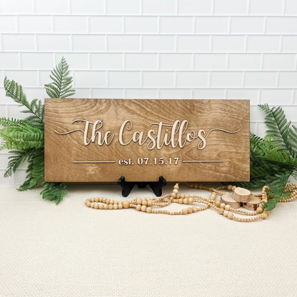 Personalized Family Name Sign – Custom Wooden Name Sign, Wedding Welcome Sign, Newlywed & Housewarming Gifts, New Home Gift Ideas, Family Name Sign, Hickory Hollow Designs (Est. Full Date)