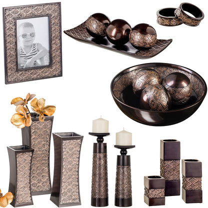 Creative Scents Dublin Brown Vases for Decor Centerpieces - Set of 3 Flower Vases Ideal Home Decor, Dining and Living Room Table Centerpiece, Table Decor, Bookshelf, Mantle and Entryway, Gift Boxed