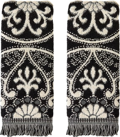 SKL Home Amherst Medallion 100% Cotton Premium 2-Piece Hand Towel Set, 600 GSM