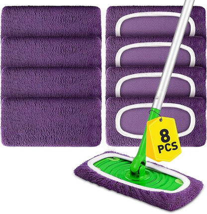 Microfiber Mop Pads, Dry Flat mop Cover & Washable Wet Pads Refill