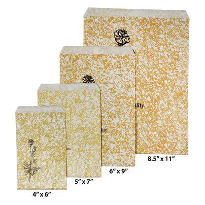 CuteBox Goldtone Jewelry of Quality Flat Paper Gift Bags 100pcs (4" x 6") for Retail, Merchandise, Packaging, Handmade Goods, Arts and Crafts, Outdoor Events, Holidays, Weddings
