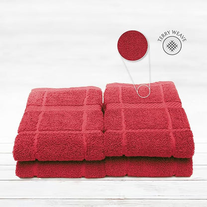 100% Cotton Terry Dish Towels, 4 Pack Plain, 16 x26 Inches, Super Soft and