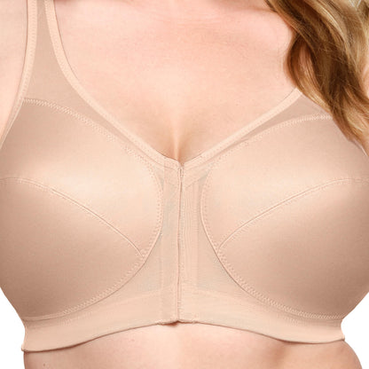 Glamorise Full Figure Plus Size MagicLift Front-Closure Posture Back Bra Wirefree #1265 Café 46DD