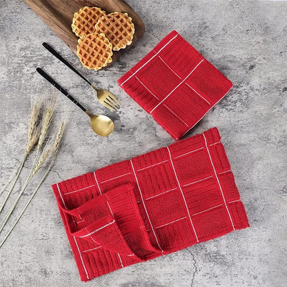 Glynniss Red Kitchen Towels and Dishcloths Set, Dish Towels and Dish Rags Set