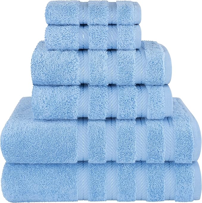 American Soft Linen Luxury 6 Piece Towel Set, 2 Bath Towels 2 Hand Towel 2