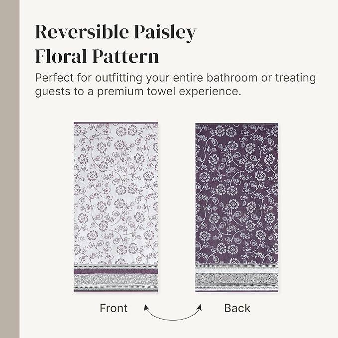Modern Threads Ophelia 6-Piece 100% Cotton Towel Set – Reversible Yarn Dyed