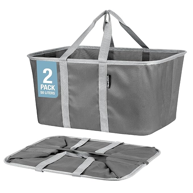 CleverMade Collapsible Laundry Tote 2-Pack – Foldable Carry-All Storage Bin