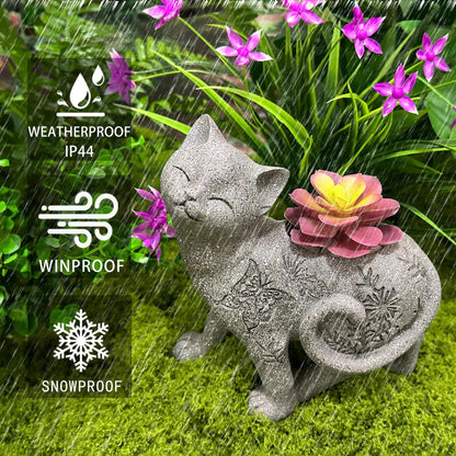 Euiroet 7.9" Cat Succulent Planter Holder Figurine, Flower Pot Statue, Decorative Modern Indoor & Outdoor Cat Planter Pot Sculpture, Garden Animal Flower Pot, Funny Planters for Indoor Plants