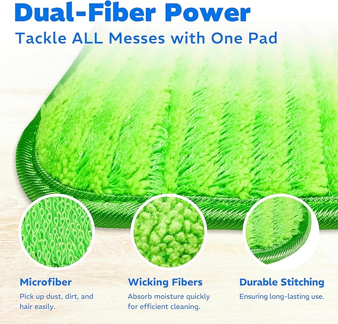 4 Pack Reusable Microfiber Mop Pads, Compatible