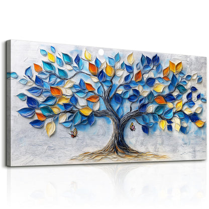 VXMXFTE Wall Art For Living Room Bedroom Wall Decor For Office Dining Room Abstract Blue Tree Painting Restaurant Hallway Wall Home Decor Prints Canvas Artwork Picture Ready To Hang 20x40 Inches