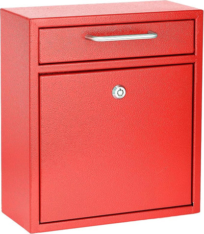 AdirOffice Wall Mount Mailbox - Mailbox with Lock and Keys- Durable Wall Mounted Locking Mailbox and Cash Drop Box for House, Apartments and Bussiness After Hours Deposits
