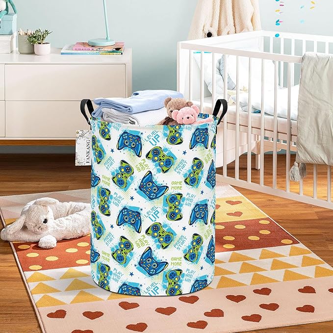 FANKANG Storage Basket, Nursery Hamper Canvas Laundry Basket Foldable