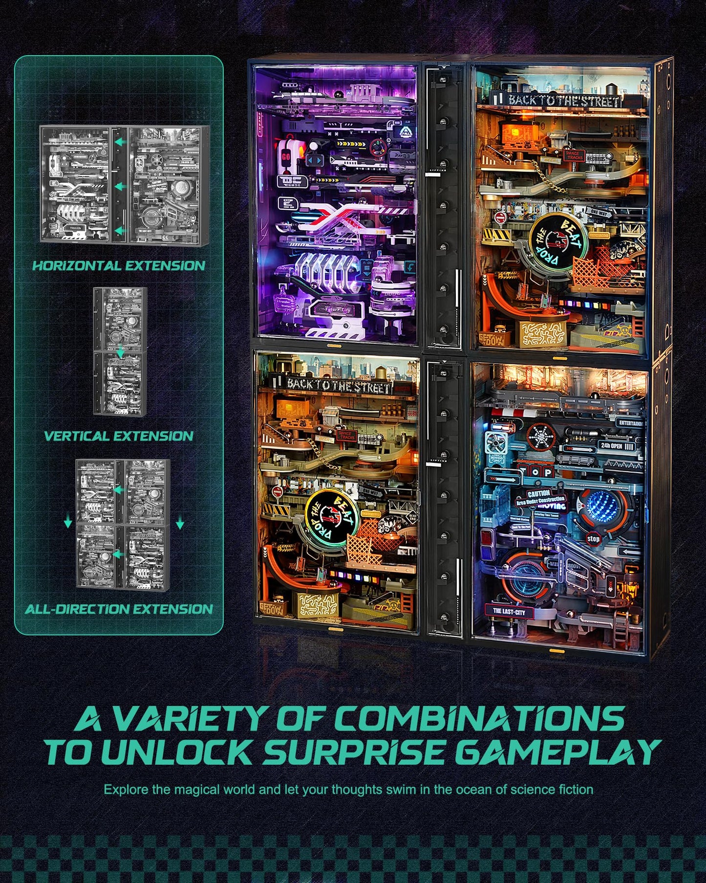 ROKR Marble Run Mechanical 3D Puzzles for Adults& Teens, DIY Miniature Model Building Kit, Parallel World Hip-Hop Street MR03S
