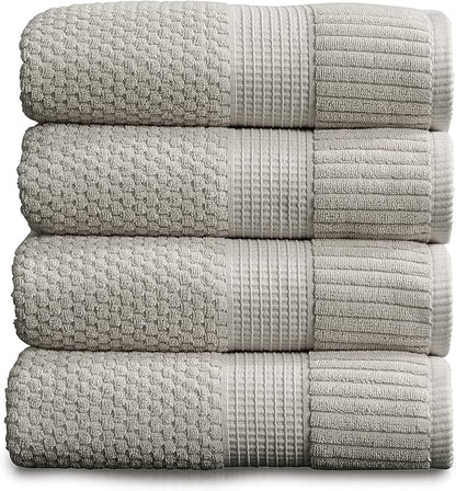 NY Loft 100% Cotton Bath Towel Set of 4 | Grey Towels | Oeko-TEX® Standard 100