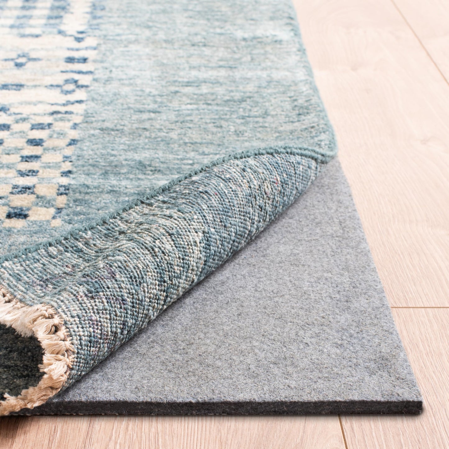 SAFAVIEH Dual Surface Large Rug Pad – 9' x 12', 1/8" Thick, Felt + Rubber, Non-Slip, Durable & Machine Washable for Hard Floors & Carpet, Grey