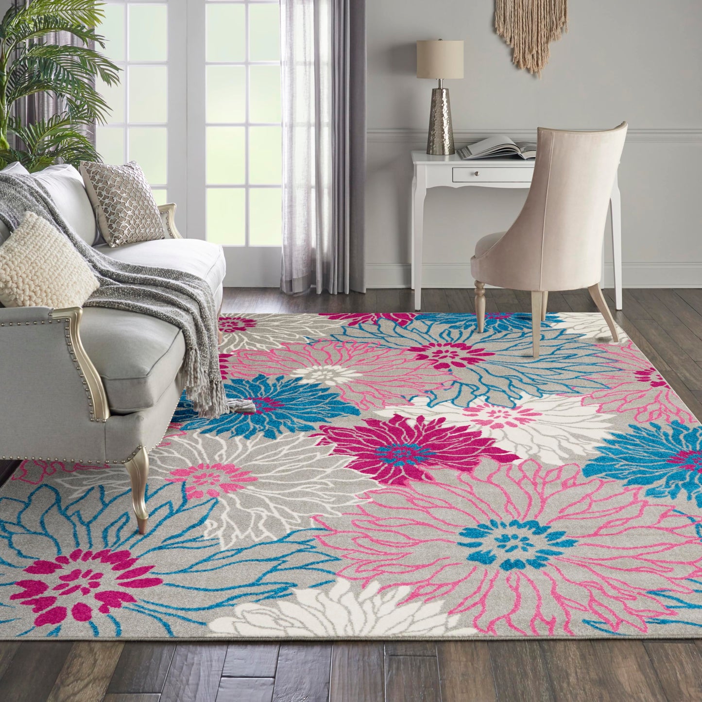 Nourison Home Passion Grey 8' x 10' Area Rug - Easy Clean, Non Shedding, Bed Room, Living Room, Dining Room, Kitchen (8' x 10')