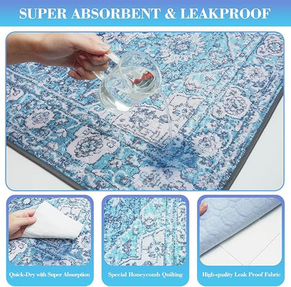 Dogcator Ocean-Blue Non-Slip Dog Washable Pee Pad Extra Large 72" x 72", Reusable Pet Training Pad for Dogs, Cats, and Puppies