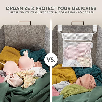 2Pcs Mesh Laundry Bags for Delicates w/Hooks, Hanging Durable Laundry Mesh Wash