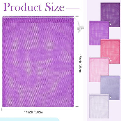 Frienda 6 Pieces Mesh Stuff Sack, 11 x 15 Inch Durable Nylon Drawstring Laundry