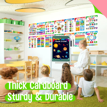 15 Packs Educational Poster, Thick Early Learning Posters Waterproof & Tear Proof with PET Film, Alphabet/Animals/Opposites/Emotions/Numbers Posters for Kindergarten Preschool Toddlers (14.5”x11”)