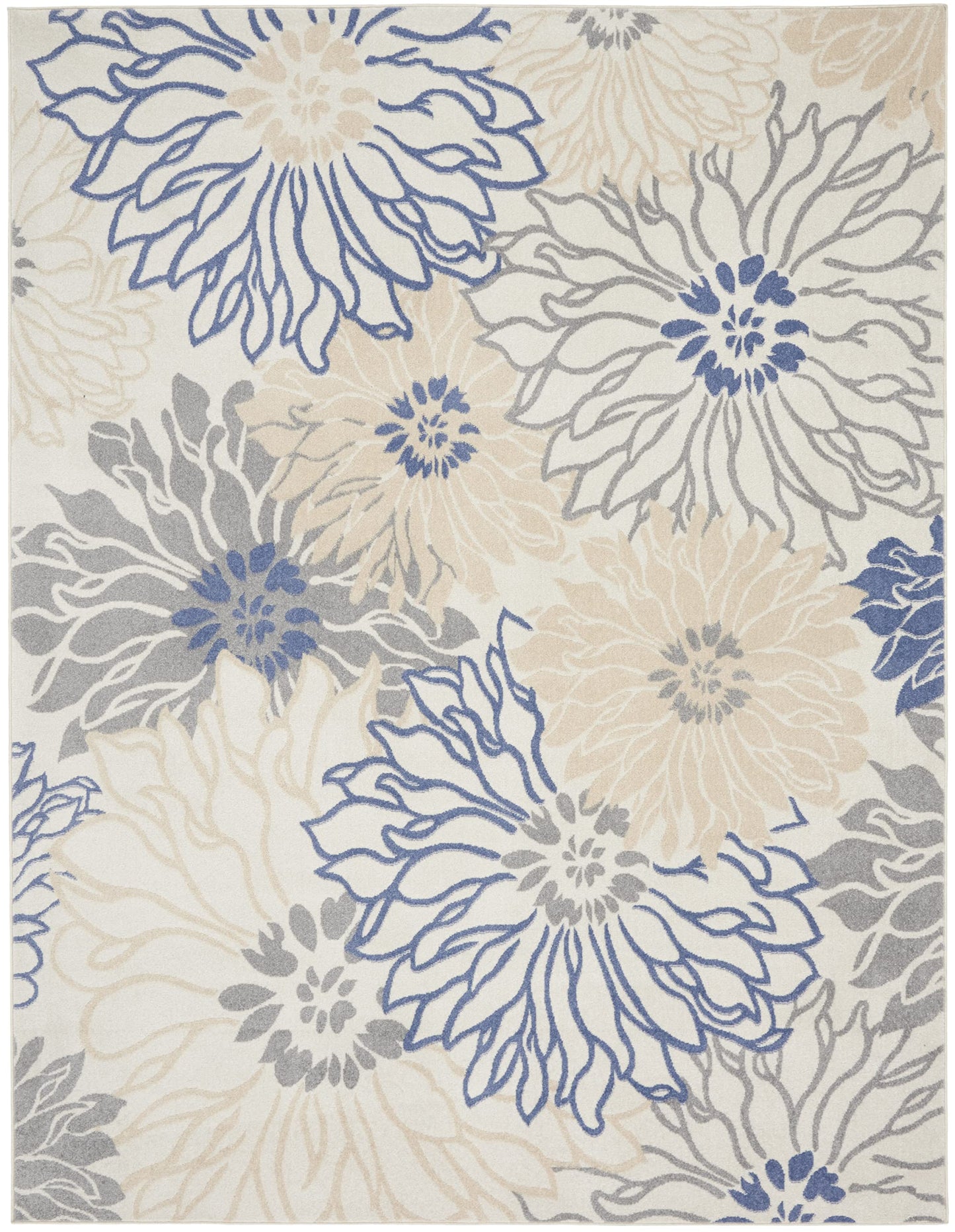 Nourison Home Passion Ivory Grey Blue 8' x 10' Area Rug - Easy Clean, Non Shedding, Bed Room, Living Room, Dining Room, Kitchen (8' x 10')