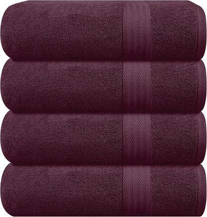 GLAMBURG Premium Cotton 4 Pack Bath Towel Set
