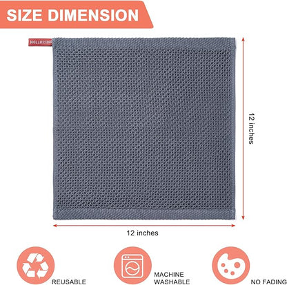 BOOMIBOO 6-Pack Kitchen Dish Cloths, 100% Cotton Waffle Weave, Ultra Soft