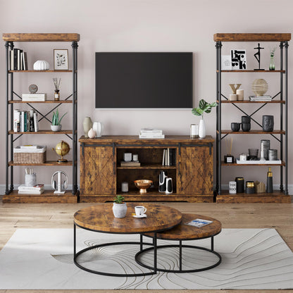GarveeHome 6 Tier Bookshelf Industrial Bookcase Wood Tall Standing Bookshelves Wood Vintage Display Rack Rustic Bookshelf