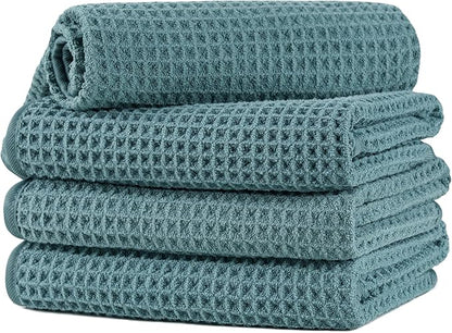 Microfiber Waffle Hand Towels, 4 Pieces, Fast Drying, Lint Free 430 GSM