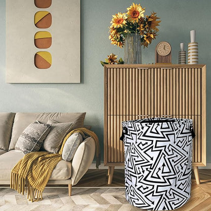 Black White Abstract Arrow Laundry Basket Foldable
