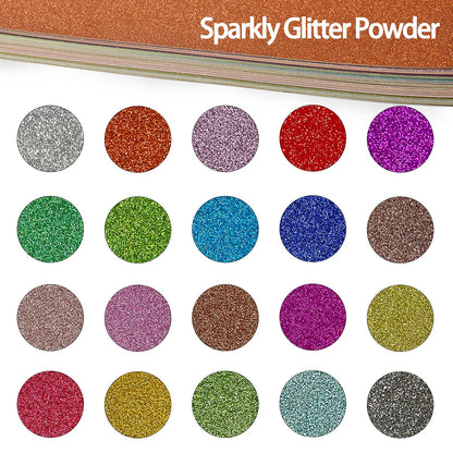 Simetufy Glitter Cardstock, 40 Sheets in 20 Colors, Premium Cardstock for Cricut, Crafts and DIY Projects, Sparkly Paper for Card Making, 250 GSM