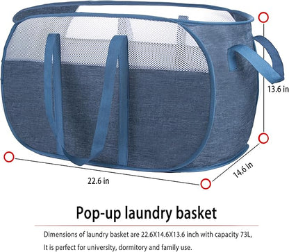 pop-up laundry basket，with Durable Handles collapsible Mesh laundry Hamper