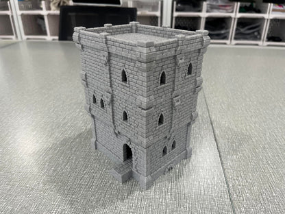 HAUTICO Medieval Castle Tabletop Terrain Set for 18mm & 28mm Miniatures – Paintable Wargame & Diorama Building Kit (3 Floors)