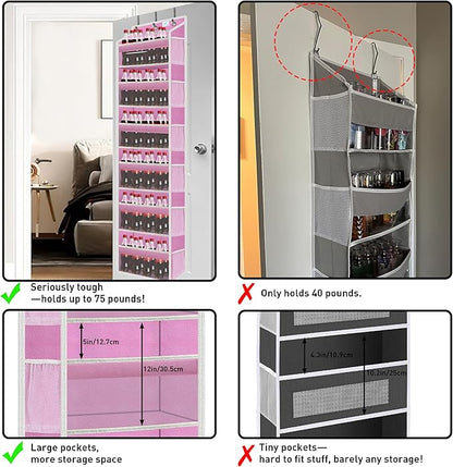 over the door organizer, Solid Bamboo Board 6-Tier Heavy Duty 75LB, 12 Side
