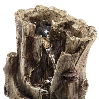 Alpine Corporation WIN326 Indoor Tabletop Light-Up Tiered Rainforest Tree Trunk Water Fountain with LED Lights, 11", Brown