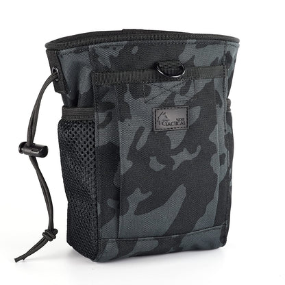 WOLF TACTICAL Drawstring MOLLE Dump Pouch - EDC Drop Bag for Ammo, Magazines, Range Shooting, Hunting, Outdoor Sports (Black Camo)