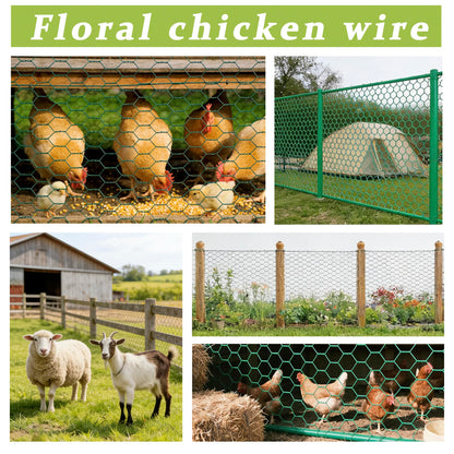 Floral Chicken Wire for Floral Arrangements for Reinforce Chicken Wire Fencing 15.7 x 157 Inch Hexagonal Galvanized Mesh Fence Includes Gloves Ties & Cutter