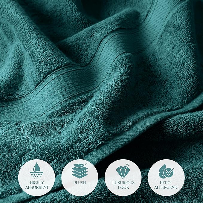 SUPERIOR Egyptian Cotton Pile Bath Towel Set of 2, Ultra Soft Luxury Towels