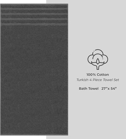 American Soft Linen Luxury 4 Piece Bath Towel Set, 600 GSM 100% Cotton Turkish