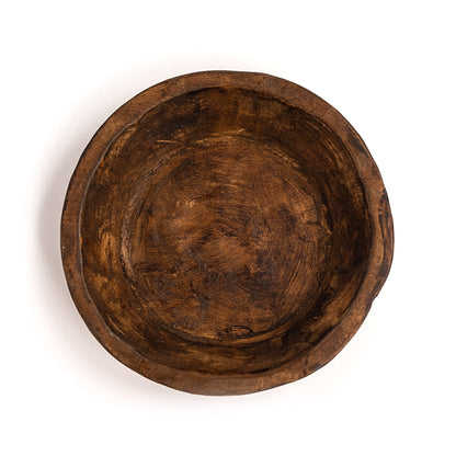 Red Barn Candle Company Wood Dough Bowl - 12" Round Wooden Decor Bowl for Fruits, Potpourri & More - Spanish Oak - Rustic Home Decoration Centerpiece - Handmade & Imported from Mexico (Natural Brown)