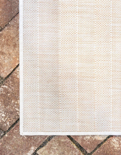 Unique Loom Outdoor Striped Collection Area Rug - Striped (2' x 6' 1" Runner, Taupe/Ivory)