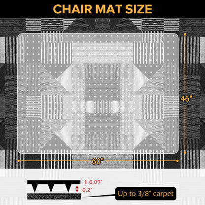 Clear Chair Mat for Carpet, QQpony 46" x 60" Office Chair Mat for Carpeted Floors, Heavy Duty Rolling Floor Protector Computer Desk Mat with Grips, Vinyl Floor Mat for Home Office (Clear)