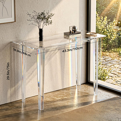 Acryve Acrylic Desk - Clear Acrylic Table, Modern Home Office Study Table, Extended Surface Multi-Purpose Console, Sturdy Lightweight Workstation for Small Spaces (Transparent-L)