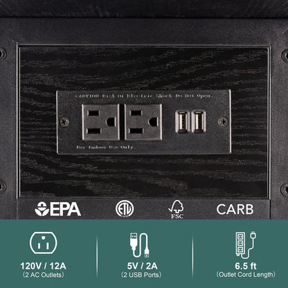 Yoobure End Table with Charging Station, Flip Top Side Table with USB Ports and Outlets, Sofa Couch Table Bedside Table for Living Room Bedroom, Narrow Nightstand with Storage Shelves for Small Space
