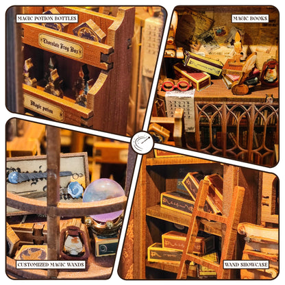 Book Nook Kit for Adults, Booknook DIY Miniature House Kit, 3D Wooden Puzzles for Adults, Wood Gifts for Book Lovers Women Friends - Magic Wand Shop