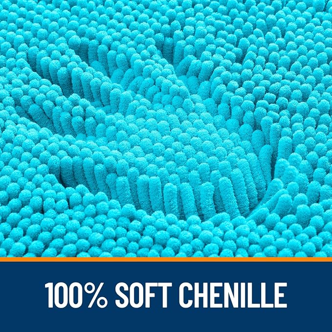 OLANLY Large Bathroom Rugs 40x32, Extra Soft Absorbent Chenille Bath Rugs, Rubber Backing Quick Dry, Machine Washable Bath Mats for Bathroom Floor, Tub and Shower, Home Decor Accessories, Aqua Sky