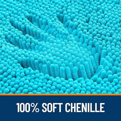 OLANLY Bathroom Rugs 34x21, Extra Soft Absorbent Chenille Bath Rugs, Rubber Backing Quick Dry, Machine Washable Bath Mats for Bathroom Floor, Tub and Shower, Home Decor Accessories, Aqua Sky